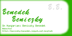 benedek beniczky business card